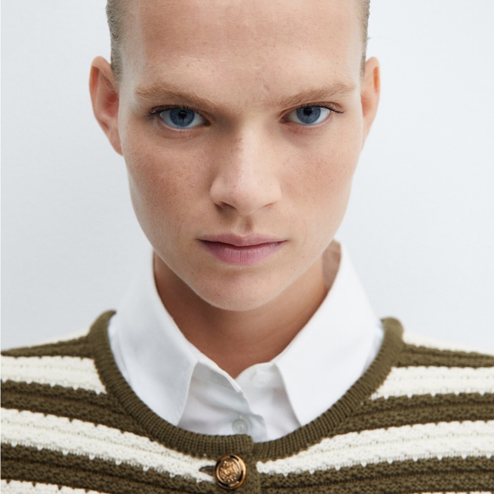 Mango STRIPED CARDIGAN WITH JEWEL BUTTONs - Picture 4 of 9
